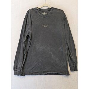 YoungLA Men's Size M Acid Wash Long Sleeve Graphic Tee Black